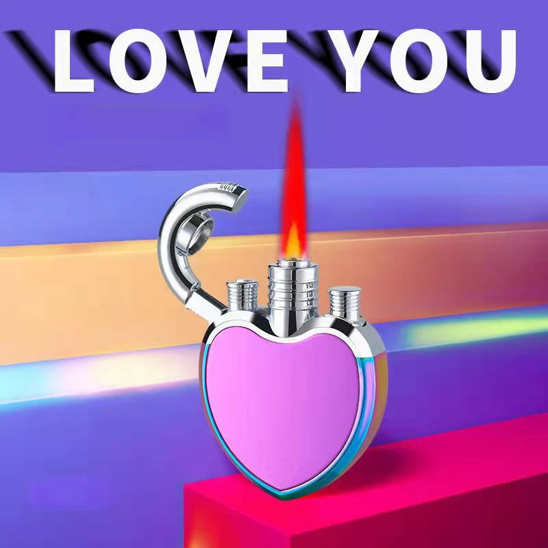 PortableHeartshapedLighterRefillableButaneGasTorchLighter