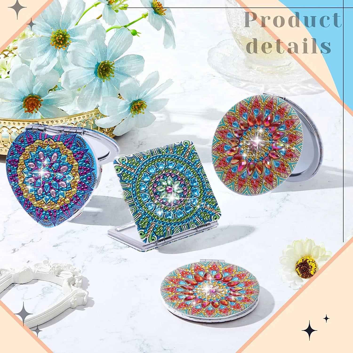 DIY Mandala Diamond Art Compact Mirror 4