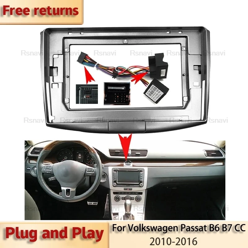 

Автомобильная радиоустановка Fascia Для Volkswagen Passat B6 B7 CC 2010-2018, автомобильная стереопанель 9/10.1 дюймовая рамка в комплекте, держатель центральной консоли