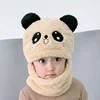 Winter Children's Hat Warm Caps for Kids Girls Boys Winter Hat+scarf One Piece Cute Warm Ear Protection Baby Bucket Hat 4