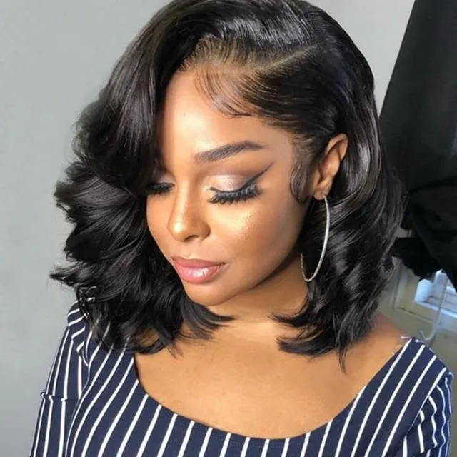 Body wave short bob wigs brazilian hd transparent lace frontal wig lace front human hair water