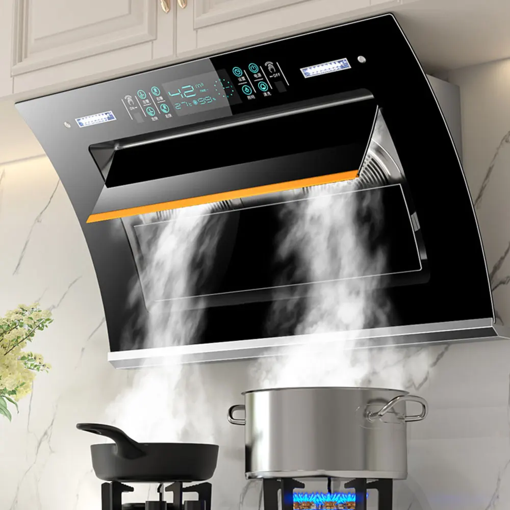 900 Kitchen Exhaust Hood Dual Motor Range Hood Suction Host Household Side Suction Range Hood Automatic Cleaning Exhaust Hood 3