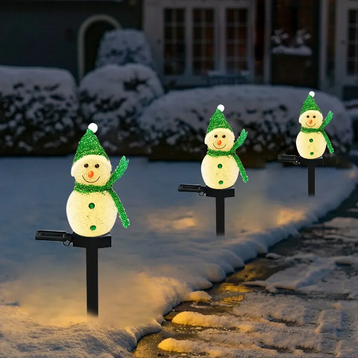 1/2pcs Christmas Snowman Solar Stake Light Outdoor Garden Waterproof Xmas Atmosphere Courtyard Lamp For Home Courtyard Decor
