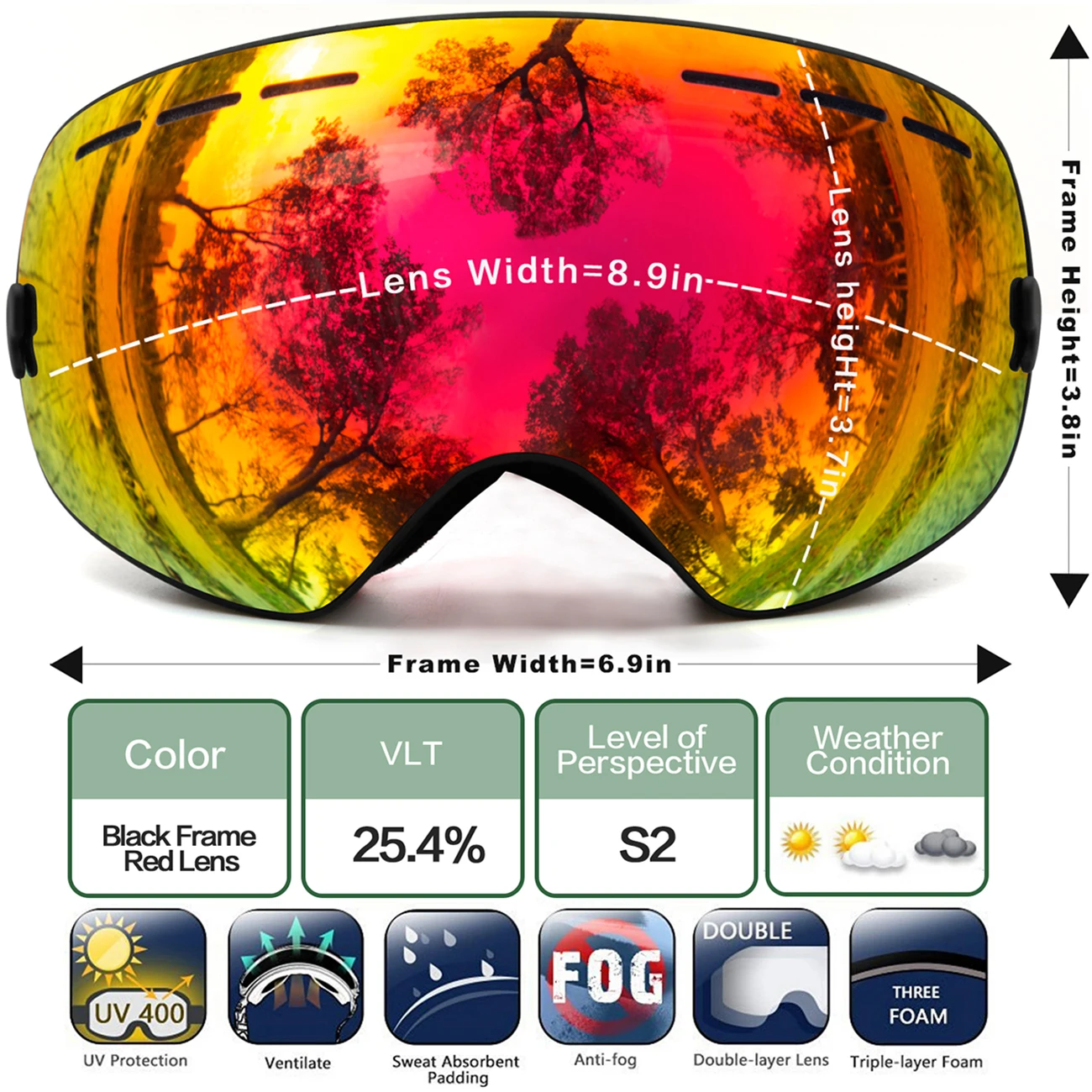 MAXJULI Ski Goggles - Interchangeable Lens - Premium Snow Goggles Snowboard Goggles For Men and Women ski item 2