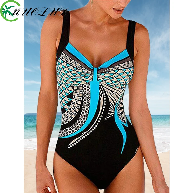 

2023 Vintage One Piece Swimsuit Women Swimwear Tummy Control Monokini Sexy Bodysuit Print BathingSuit Female Beachwear Plus Size