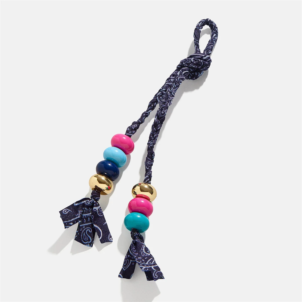 Vibrant Handwoven Keychain with Bead Detail - Trendy Bag Charm & Pendant Accessory