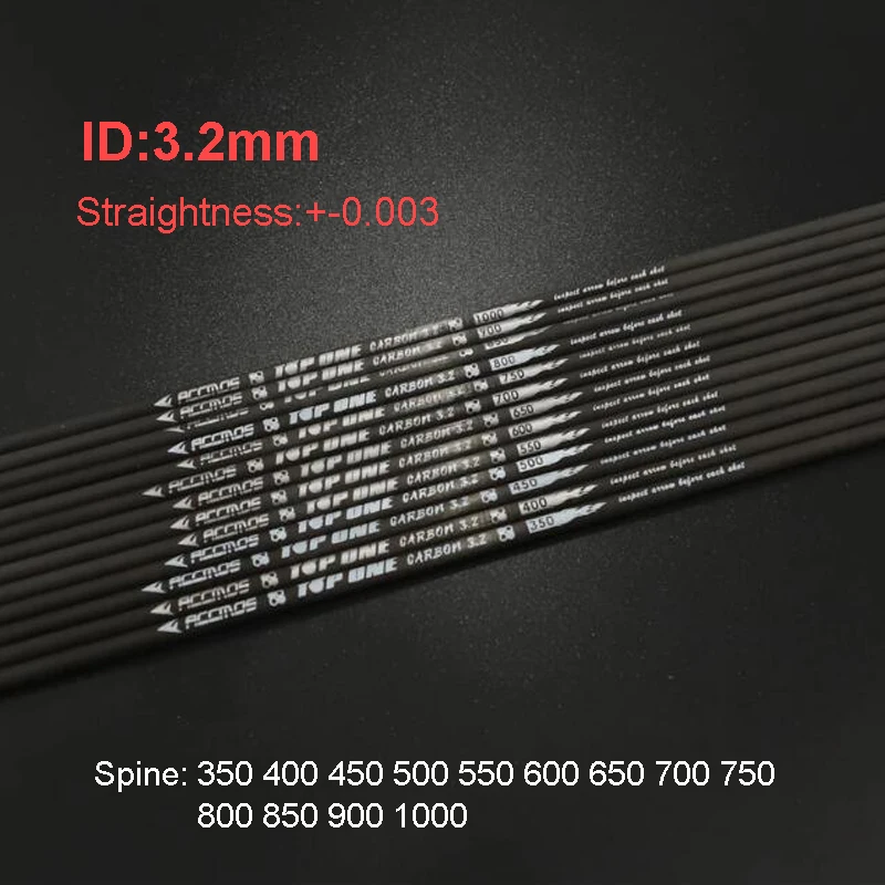 

6/12pcs ID3.2mm Pure Carbon Arrow Shaft Straightness 0.003 Spine 350 400 450 500 550 600 650 700 750 800 850 900 1000