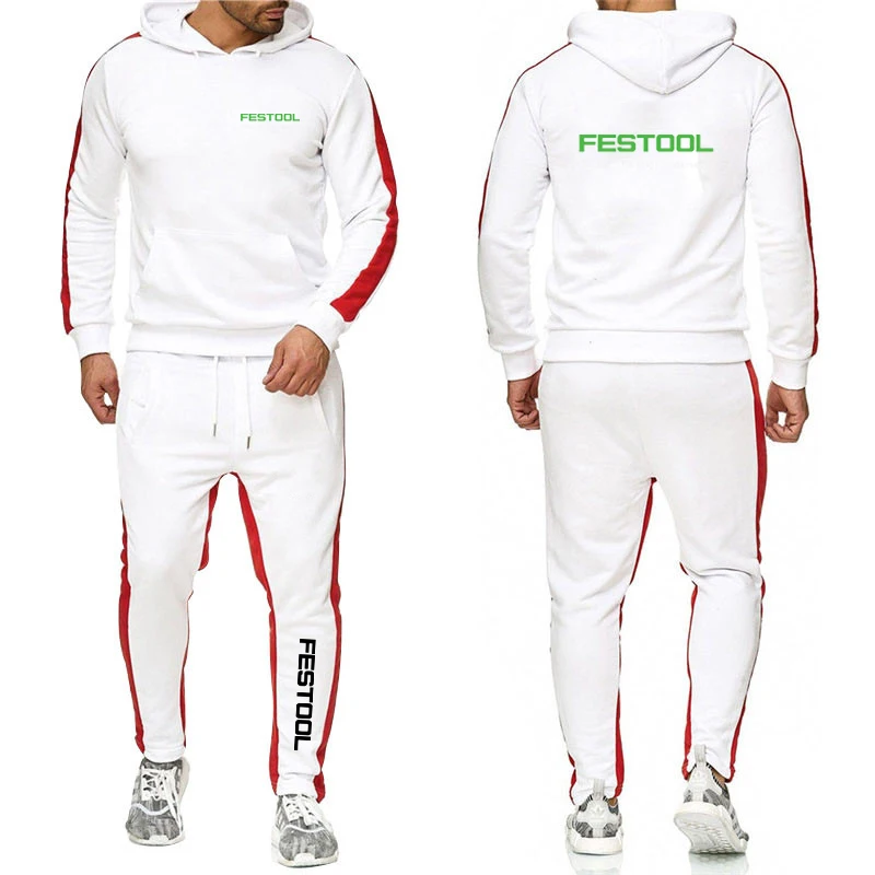Festool 2023 Men's new spring and autumn hoodie sweatpants suit Harajuku coat sports comfortable and casual solid color suit
