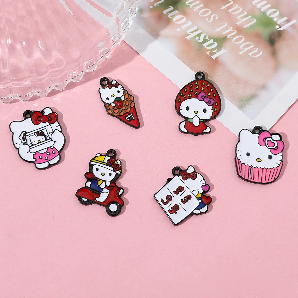 5 - 30 Assorted Hello Kitty Themed Enamel Charms. Various Designs