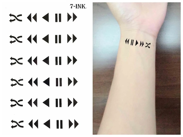 Eric 罗 Artistica Singapore - Touch up this MP3 player button tattoo that I  did few years back, backward, record, play, pause, stop and forward. Tattoos  that bring back those old days