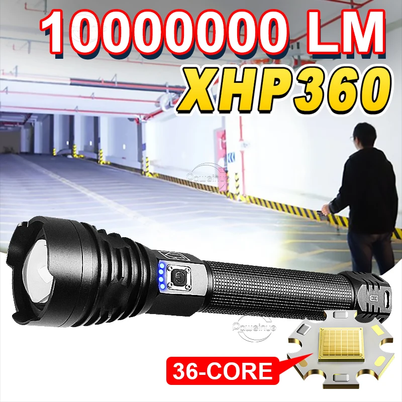 1000000LM XHP360 linternas LED más potentes linterna táctica de alta  potencia 18650 26650 linterna LED carga tipo c - AliExpress