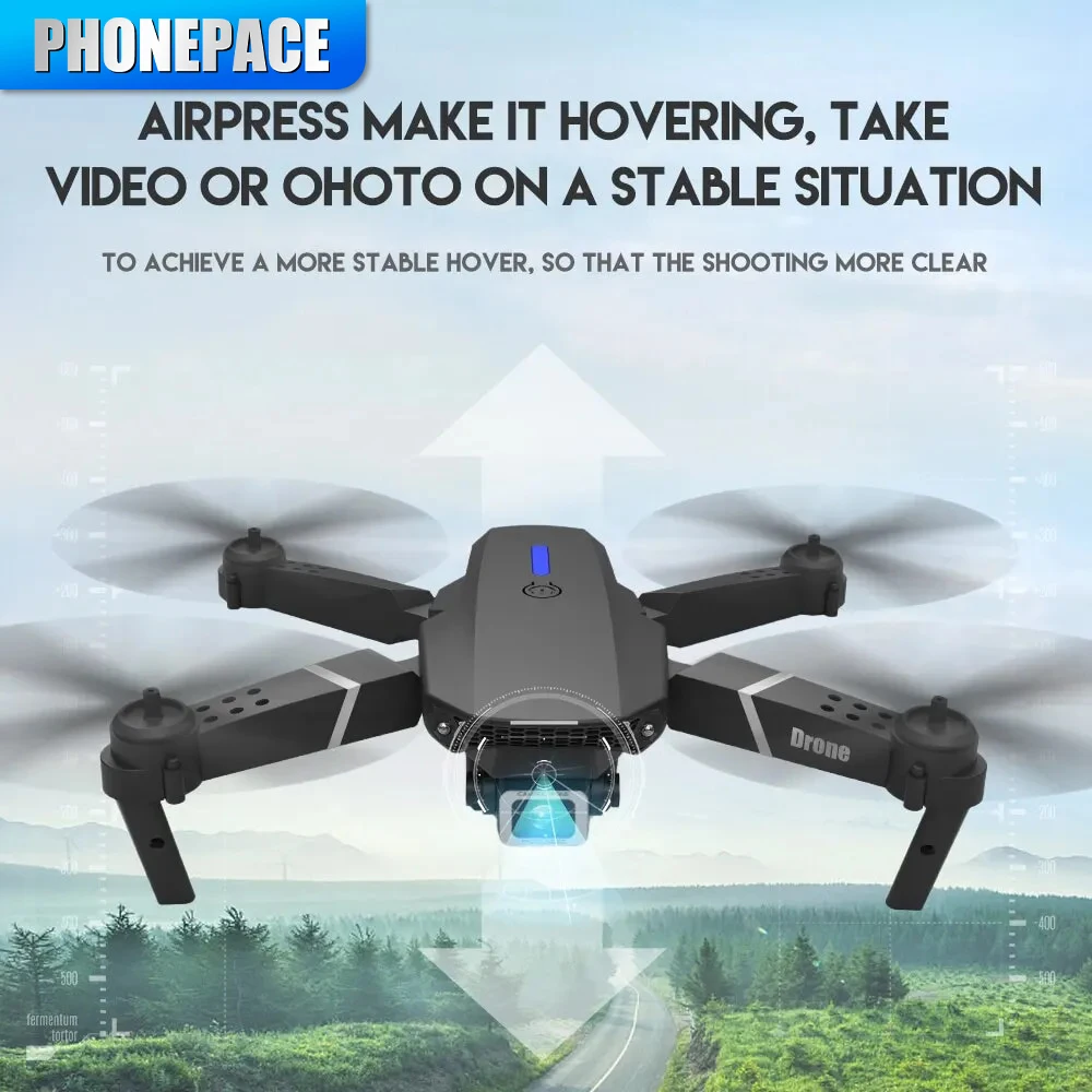 2023 E88 프로 와이파이 FPV 드론, 광각 HD 4K 1080P 카메라 높이 고정, RC 접이식 쿼드콥터 드론, 헬리콥터 장난감 선물, 신제품