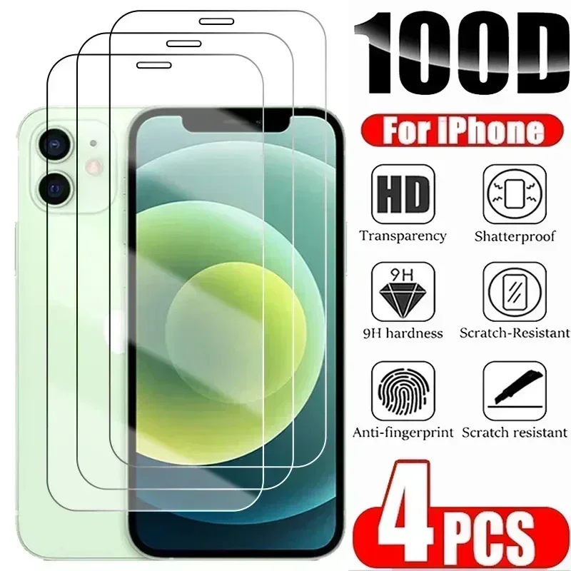 

Защитное стекло, закаленное стекло для iPhone 14/13/12/11/15 Pro Max/12/13/Mini/14/15 Plus/14 Pro, 4 шт.