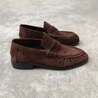 New French retro flat shoes made of pure handmade calf leather, Le Fu women's rubber sole, one-step comfortable and casual singl - Image 3
