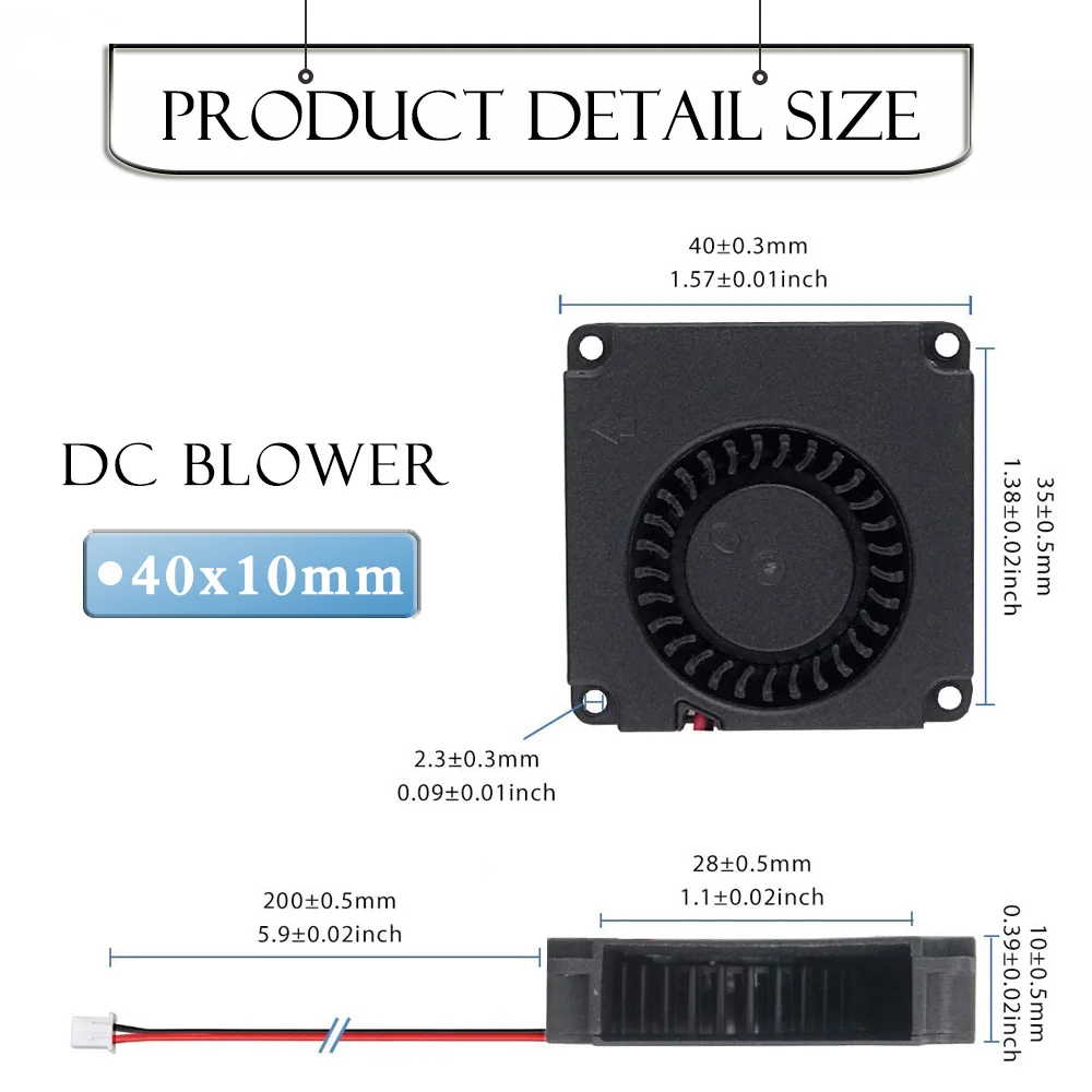 Gdstime 40 mm Radiador dc 24v Dupla Bola 12000rpm de Alta Velocidade Turbo Ventilador 40x10 mm Radial Cooler para Impressora 3d Refrigeração Peças Lote - Imagem 5