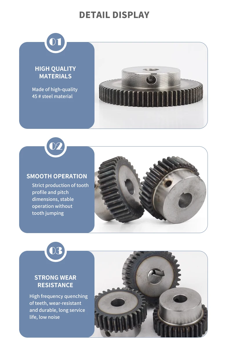 Description Picture 4 of item1pc Spur Gear Pinion 17T 17Teeth Mod 1.5M Bore 8mm Straight Teeth Positive Gear 45# Steel CNC Gear Rack Transmission