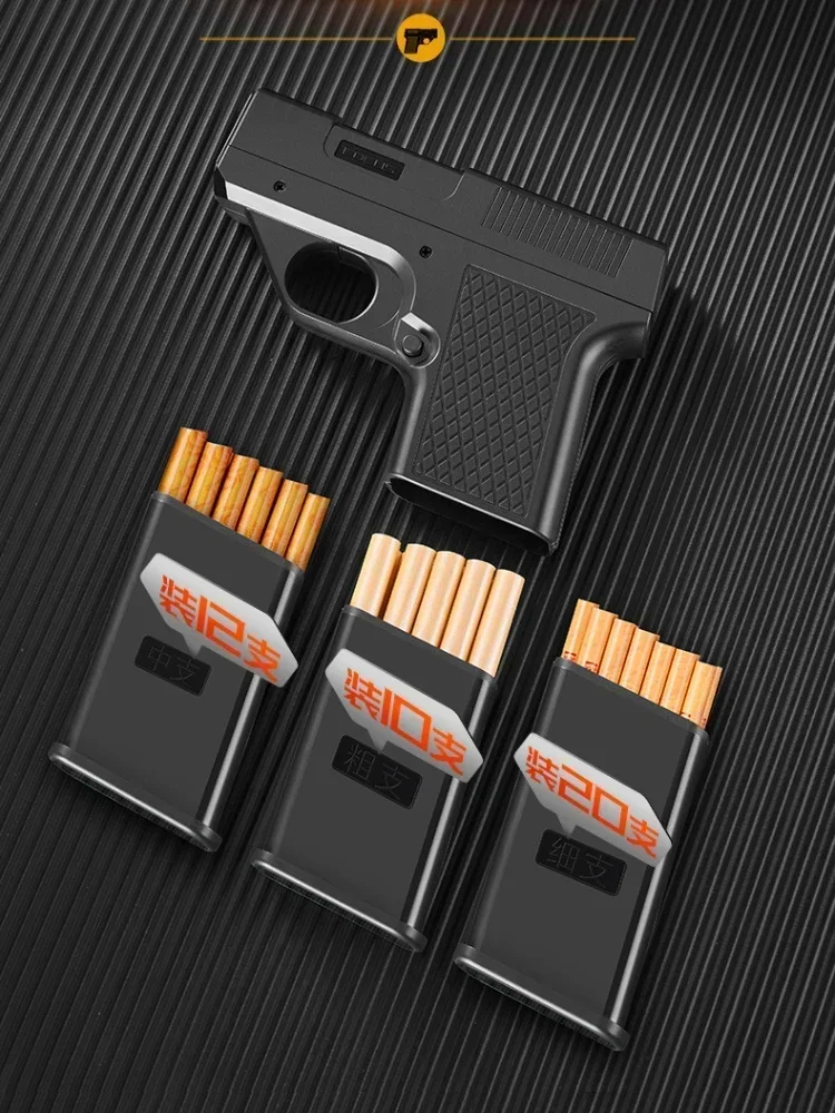 2025 New Clip Gun Butane Gas Lighter Three Capacity Cigarette Holder Windproof Blue Flame Lighter Men's Gift Smoke Accessories