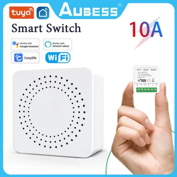 AUBESS 미니 스마트 스위치 양방향 제어 와이파이 DIY 조명 스위치, 스마트 홈 자동화 릴레이 음성, 알렉사 구글 홈용, 10A