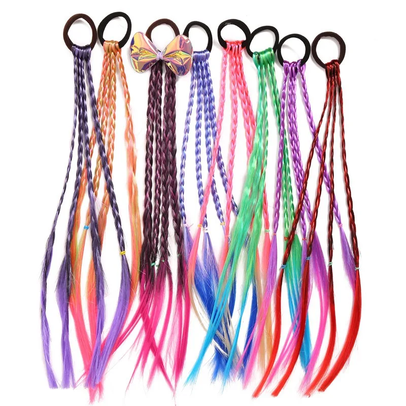 Synthetic Fiber Wig Braids Rubber Band Women High-temperature Resistant Pigtail Headwear Girls Braid Hair Ties Hair Accessories