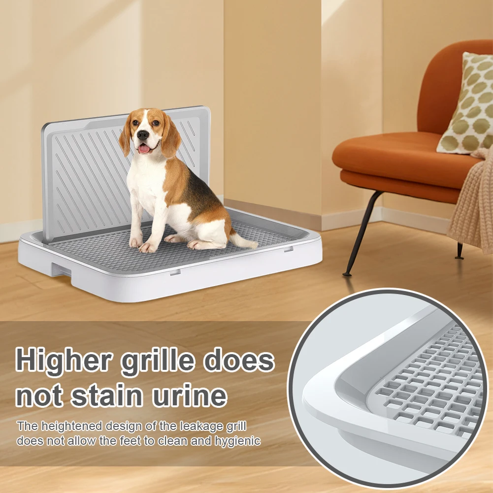 Dog Potty Tray with Pee Wall Portable Dog Potty Anti-Splash Pan Trainer Pet Indoor Dog Training Toilet for Small and Medium Dogs