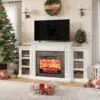 70" Electric Fireplace with Mantel Fireplace TV Stand for TVs Up to 80 Inch Modern Entertainment Center with Storage 2