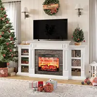70" Electric Fireplace with Mantel Fireplace TV Stand for TVs Up to 80 Inch Modern Entertainment Center with Storage 2