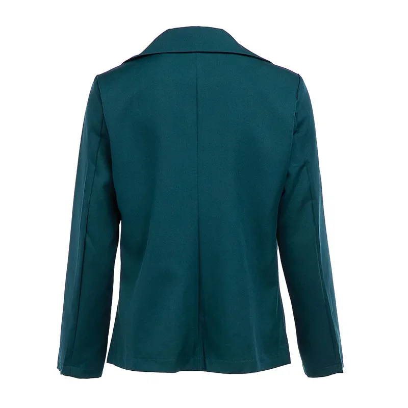 Green Simple Slim Casual Office Blazer 2024 Women Solid Color Buttonless Plus Size Blazer Spring Autumn Wear Fashion Jacket Work