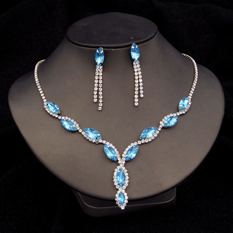 FashionRhinestoneJewelrySetsforWomenChokerNecklaceEarringsSet
