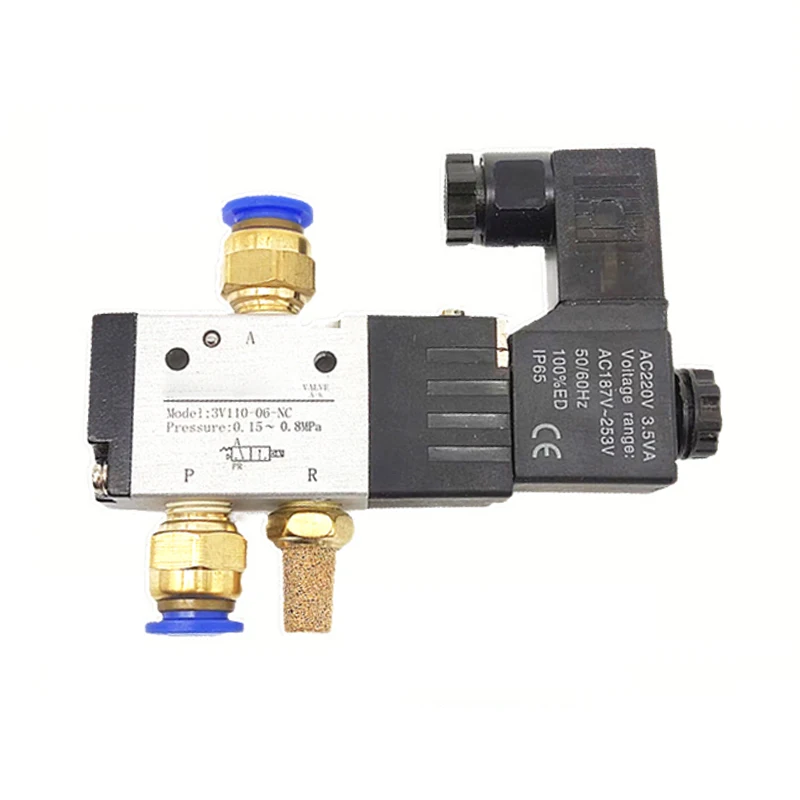 Pneumático Air Control Válvula Solenóide Gás Elétrico Magnético Corpo de Alumínio Way 3v11006 12v 8