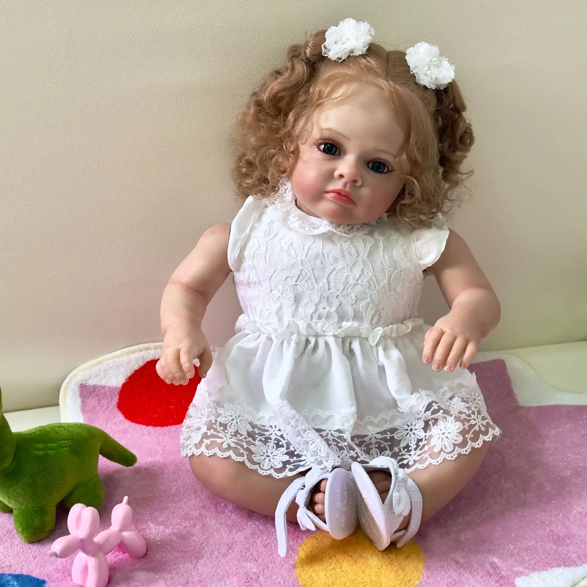 

60 CM 3D-Paint Skin Cloth Body Silicone Reborn Doll Tutti Girl Blood Vessels Bebe Lifelike Art Hand Made Baby Smile Toddler