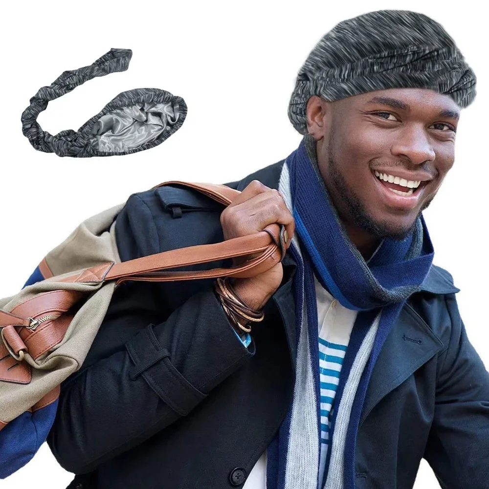 Men's Elastic Headscarf Hat Hair Care Braid Hat Ethnic Hood Face Mask Protective Braid Hood Turban Bandanas Balaclava