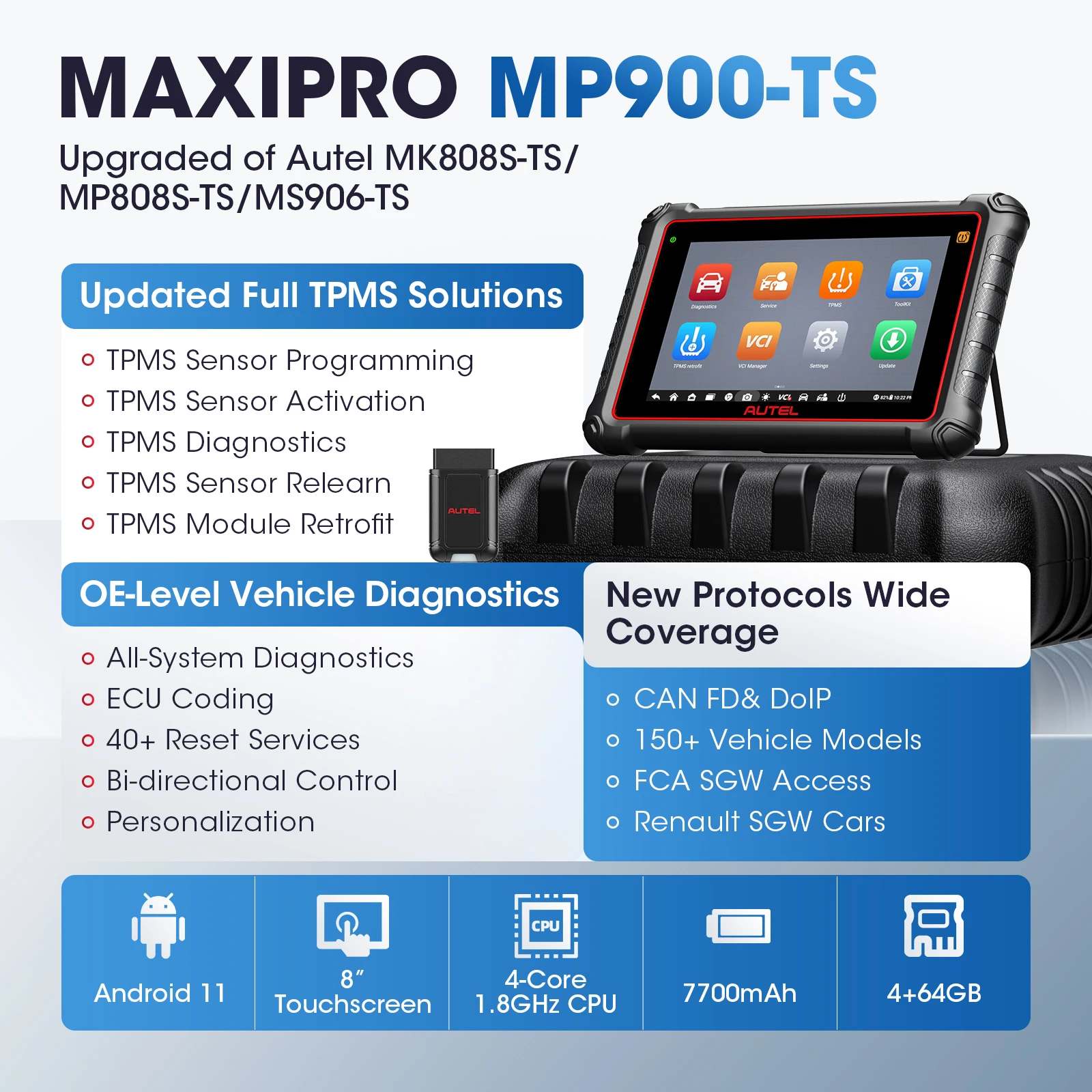 Autel MaxiPRO MP900-TS Diagnostic Scanner With Endoscope - Professional Automotive Tool Kit