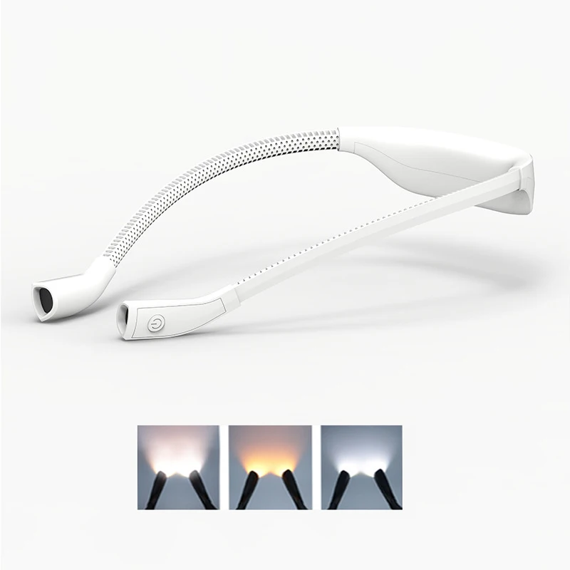 

LED USB Flexible Neck Lights Book Light HandsFree Durable Reading Lamp 3 Colors Stepless Dimming Repairing Work Flashlight