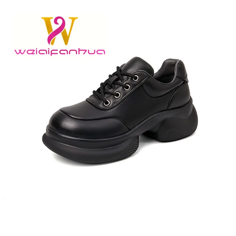 Loafers Women's 2023 Spring Autumn New Genuine Leather Single Shoes Casual Fashion Platform Women's Work Heightened Casual Shoes