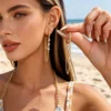 Boucles d'oreilles à pampilles en forme d'étoile incrustées de zircon cubique pour femmes et hommes, élégantes, géométriques, rondes, bijoux polyvalents