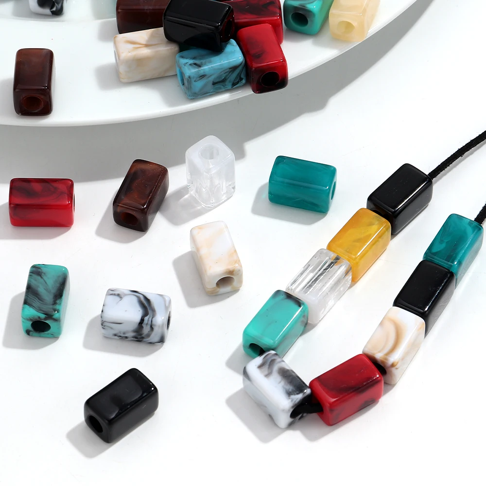Elegant Marble Resin Geometric Beads for DIY Jewelry Crafting - 20 Piece Set