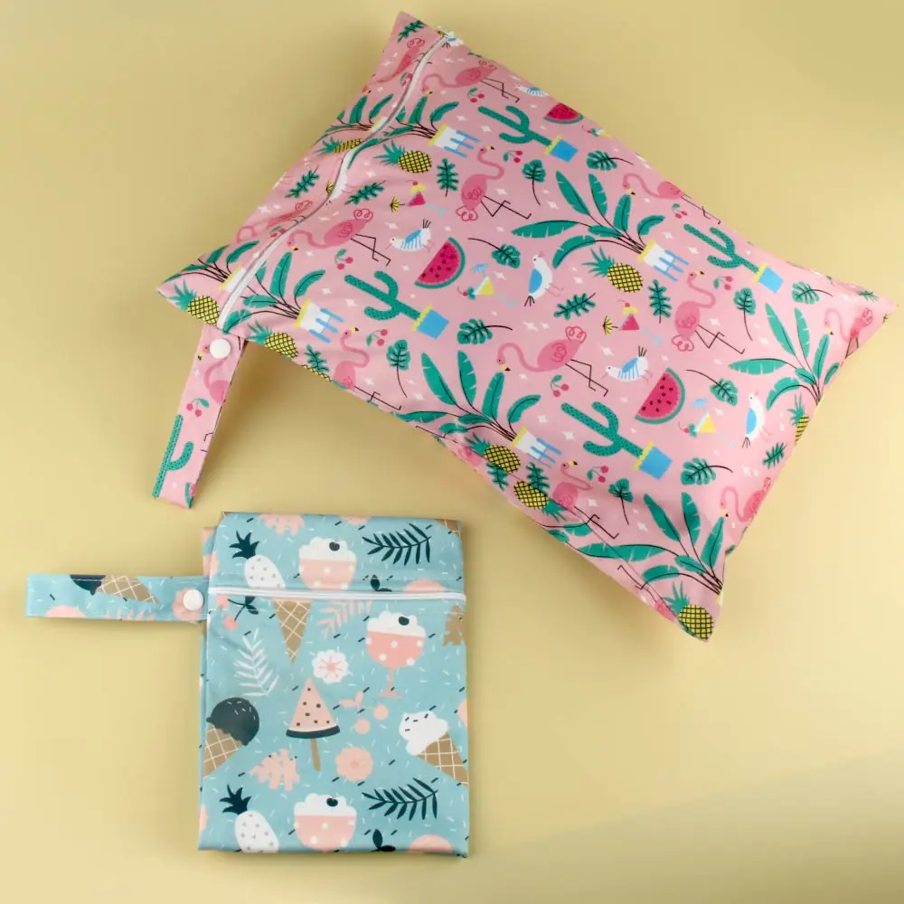 2pcs Cloth Diaper Wet Bags Single Pocket Waterproof Reusable
