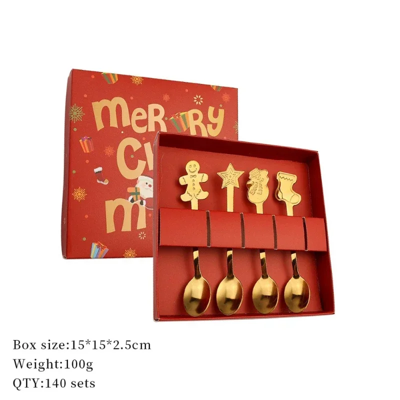 Festive Holiday Stainless Steel Cutlery Set - Elk and Xmas Tree Design for Christmas & New Year Celebrations