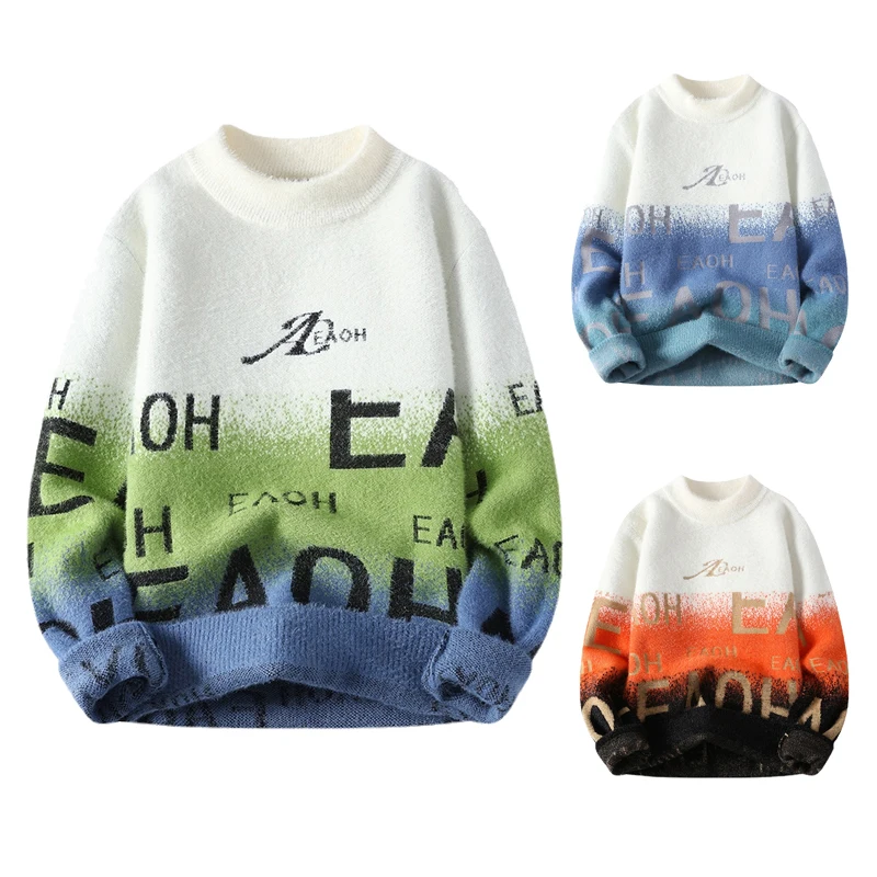 

New Men's Half Turtleneck Pullover Sweater Comfortable Fashion Trend Slim Long-sleeved Knitted Tops