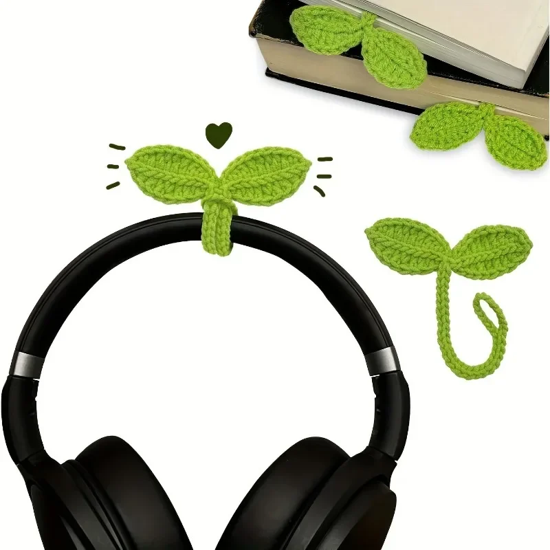 Crochet Bookmark Hand-Knitted Leaf Bud Versatile Headphone Accessories DIY Craft Cotton Yarn Ideal Corner Bookmarks stationery supplies