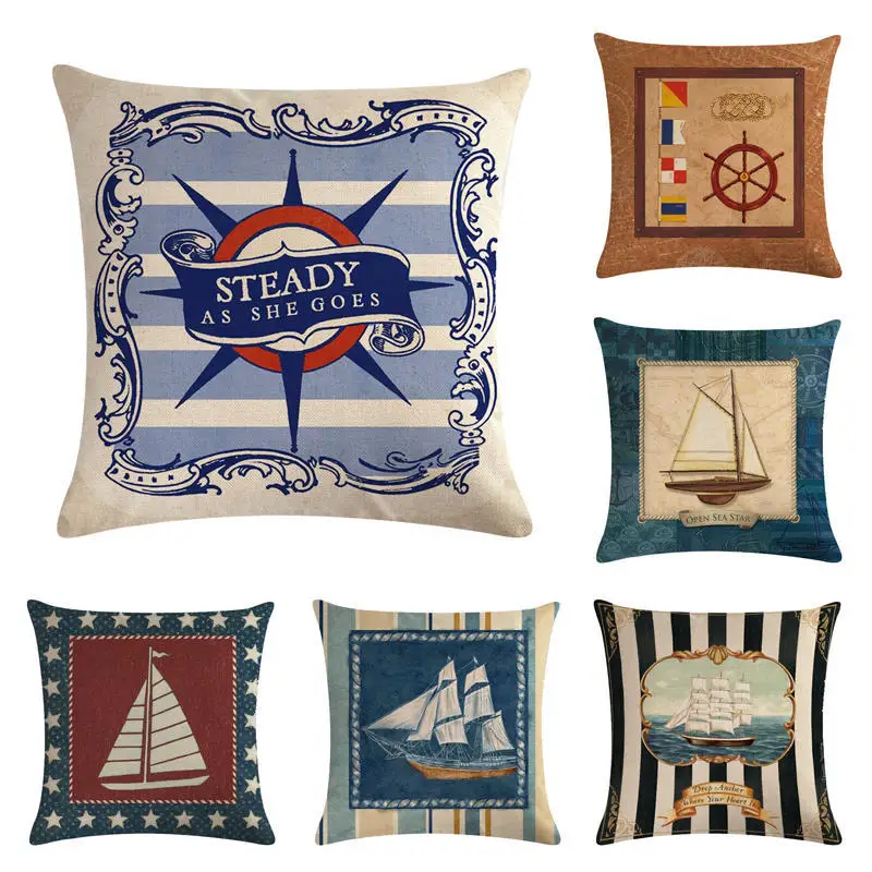 

Sailing Dream Pillowcase Seas Boat Blue Pillow Cover Man Boy Gift Room Aesthetics Pillows Case Home Bedroom Decoration Luxury
