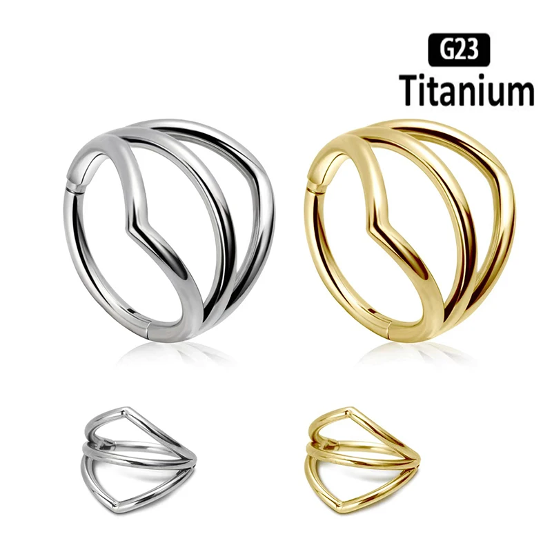 

Implant Grade G23 Titanium Piercing Nose Rings 3 Fans Hinged Segment Septum Clicker Ear Cartilage Helix Piercing Jewelry Earring