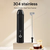 Mousseur à lait électrique, batteur à œufs portatif, Rechargeable par USB, 3 vitesses, mélangeur de mousse, boisson au café, baguette à mousser, mousseur de cuisine 5
