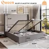 Lift Up Storage Bed Queen Size Linen Upholstered Platform Bed Frame, No Box Spring Needed, Mattresses 3