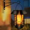 Solar Lantern Outdoor Hanging Wireless Waterproof Flickering Flames Lantern Lights with Wall Mount Kit for Garden Porch Fence 1