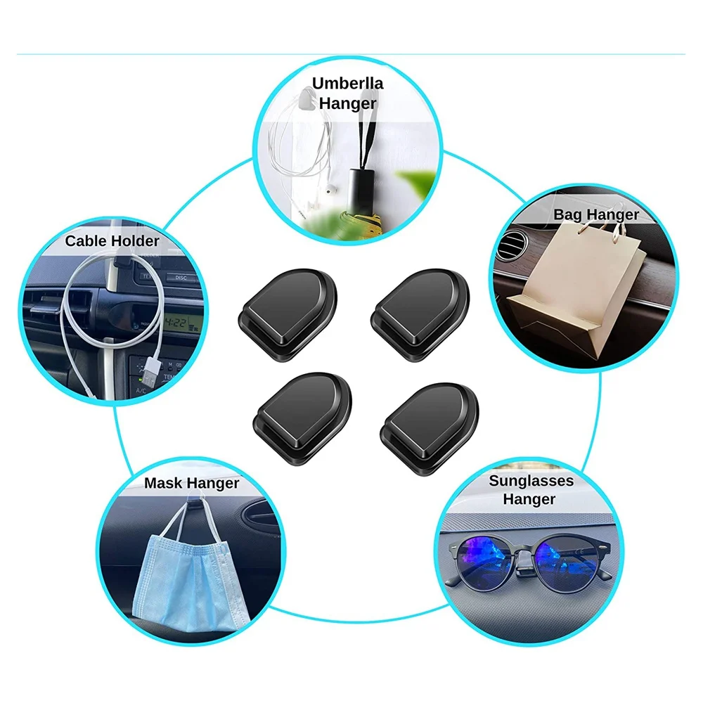 Mini Car Self-Adhesive Hooks for USB Cable, Keys & Headphones 5
