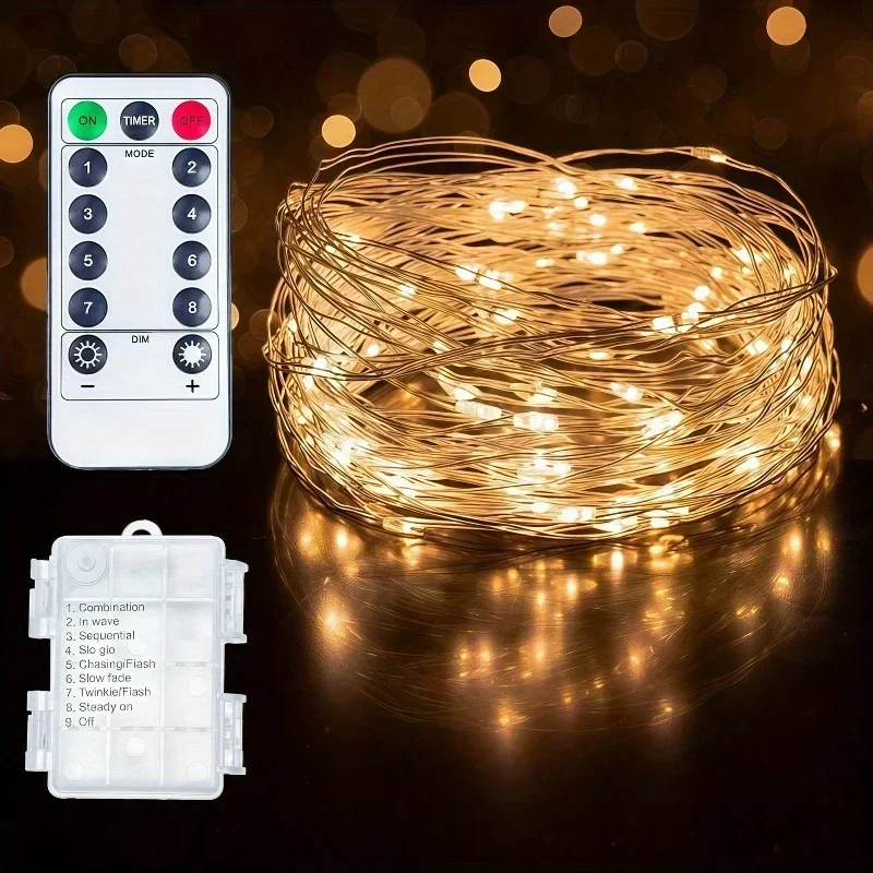 Battery Operated Dimmable Fairy String Lights with Remote Timer, 50-300 LED on Copper Wire