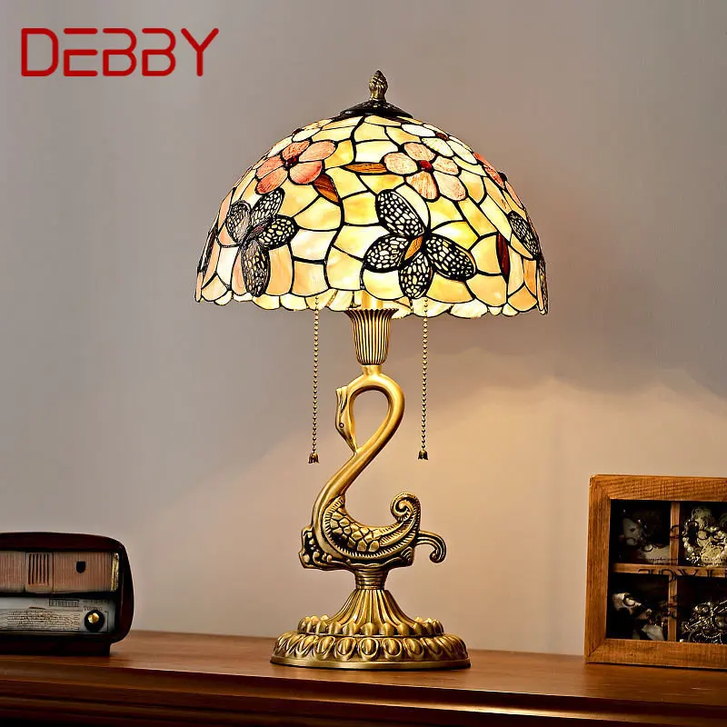 

DEBBY Современная латунная настольная лампа в виде лебедя, Европейский роскошный корпус, Декор, Ретро Медный стол, фотолампа для дома, гостиной, спальни