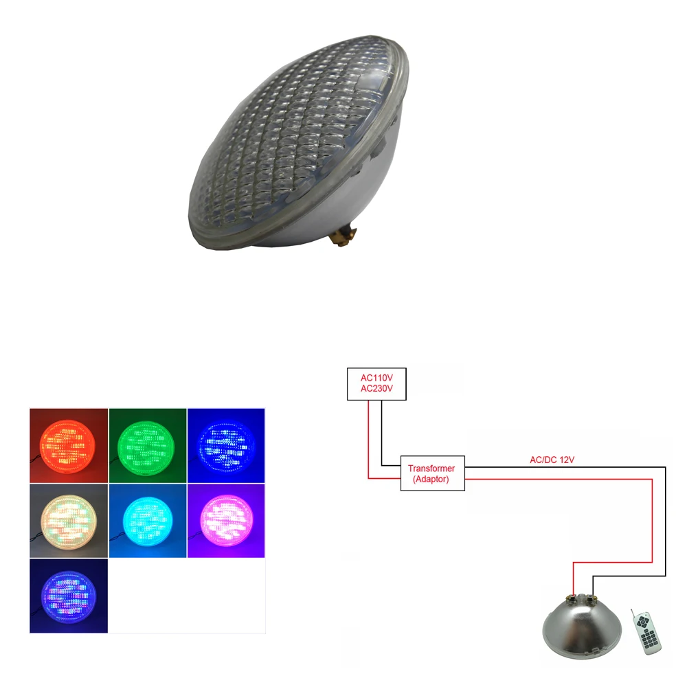 Underwater LED Light 12V PAR 56 RGB Pool Lamp IP 68 Waterproof Multicolor with Remote submersible led lights Underwater Lights