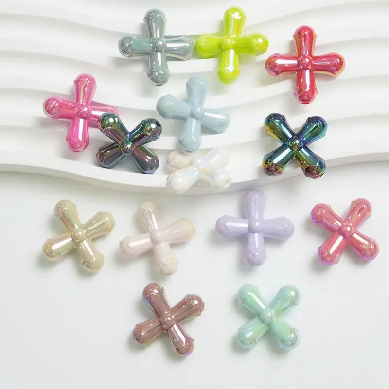 

5Pcs/bag Colorful Acrylic Cross Jewelry Pendant 24.7*24.3mm DIY Beads Accessories Beading